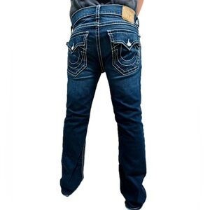 True Religion men jeans denim EMSD straight flap natural big T 36